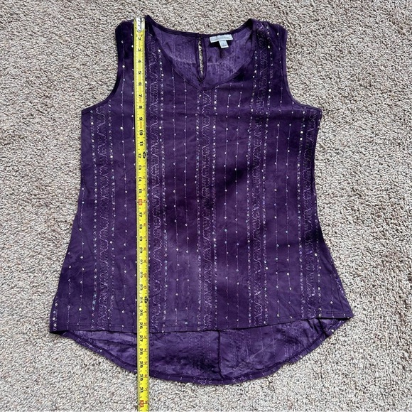 DRESSBARN Purple Summer High Low Sleeveless Sequin Embellished V-Neck Tank Sz L - Picture 15 of 15